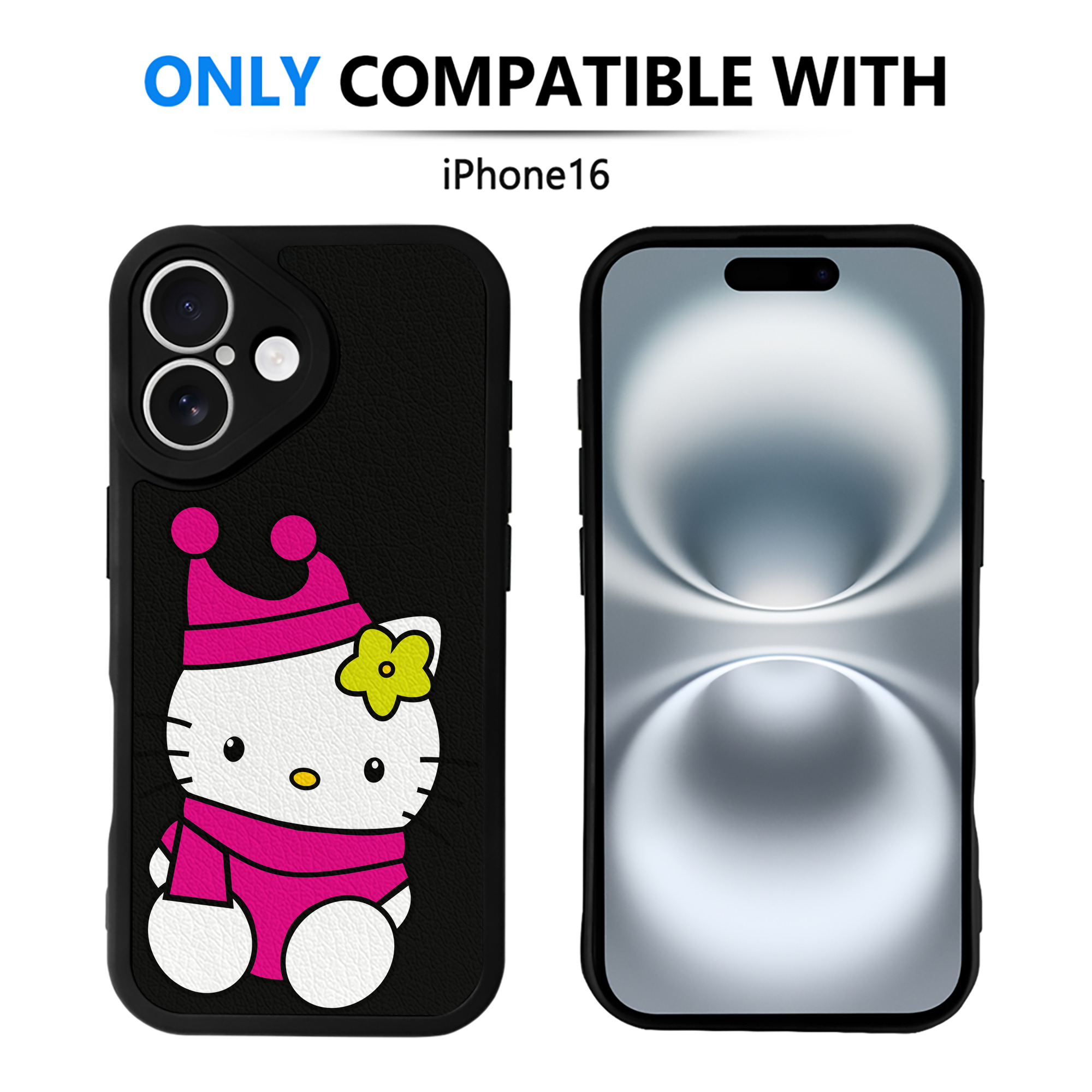 （画像用） Hello Kitty ハローキティ 【iPhone 16シリーズ対応】シリコンスマホケース（レザー調） 材質：シリコン